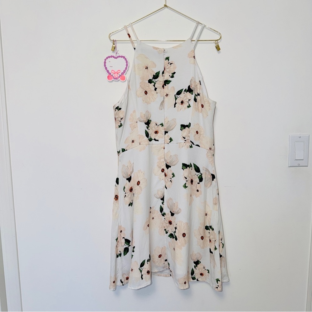 Dynamite Romantic Floral Midi White Green Pink Formal Wedding Dress 💝